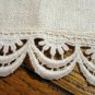 Three single embroidered napkins cotton and linen lace edging vintage hc2382