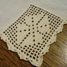 Antique linen placemat tray liner with filet lace corners ivory hc2386