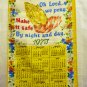 1973 Bless this house prayer praying hands calendar tea towel linen vintage hc2400