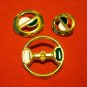 Buttons odd lot 3 gold tone enamel yin yang for crafts jewelry vintage hc2402