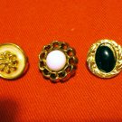 Buttons odd lot 3 small elegant buttons with shanks for crafts jewelry vintage hc2404