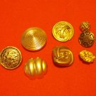 Buttons odd lot 8 gold tone metal and plastic with shanks for crafts jewelry vintage hc2408