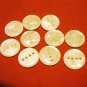 Vintage buttons lot of 10 white mother of pearl plastic 4 holes for sewing crafts jewelry hc2422