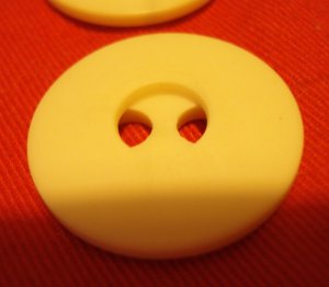 2 vintage plastic buttons white 2 hole unusual 1 inch size hc2431