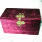 Burgundy velvet jewelry box casket padded frog closure vintage hc2437