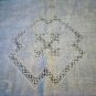Antique jacquard linen hand towel white threadwork details hem hc2439