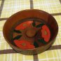 Japanese wooden nut bowl painted floral motif hand carved details hc2440