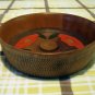 Japanese wooden nut bowl painted floral motif hand carved details hc2440