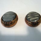 2 Matching plastic buttons faux marble and copper shank backs sewing crafts hc2443