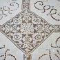 Antique linen and lace tablecloth filet lace open cut work hc2450