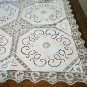 Antique linen and lace tablecloth filet lace open cut work hc2450