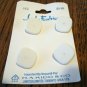 4 Plastic buttons white squares shank backs on card sewing crafts hc2451