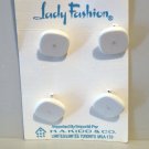 4 Plastic buttons white squares shank backs on card sewing crafts hc2451