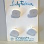 4 Plastic buttons white squares shank backs on card sewing crafts hc2451