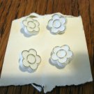 4 Plastic buttons white flowers shank backs on card sewing crafts hc2452
