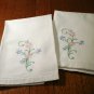 Pair embroidered huck towels threadwork hem near antique hc2467