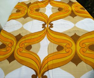 Retro Fabric Curtain Panton Style Orange Brown Colors Wide Excellent 1960s 70s Vintage Hc2482 Retro Fabric Curtain Panton Style