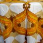 Retro fabric curtain Panton style orange brown colors wide excellent 1960s-70s vintage hc2482