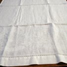Antique huck and jacquard linen towel threadwork hem white hc2494