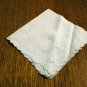 3 Antique odd linen napkins scalloped edges whitework eyelets bluework embroidery  10 inches hc2499