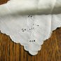 3 Antique odd linen napkins scalloped edges whitework eyelets bluework embroidery  10 inches hc2499