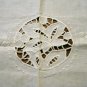 Antique linen table mat tray liner openwork embroidery crochet edge ecru hc2501