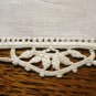 Antique linen table mat tray liner openwork embroidery crochet edge ecru hc2501