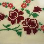 Pair embroidered cross-stitched pillowcases cotton standard crochet edge vintage hc2502