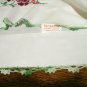 Pair embroidered cross-stitched pillowcases cotton standard crochet edge vintage hc2502