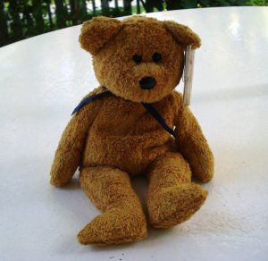 Fuzz the caramel colored bear Ty Beanie Baby toy retired mint hc2508