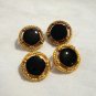 4 Black and gold small buttons vintage for sewing crafts jewelry hc2531
