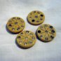 4 Plastic and rhinestone buttons beige vintage for sewing crafts jewelry hc2532