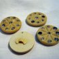 4 Plastic and rhinestone buttons beige vintage for sewing crafts jewelry hc2532