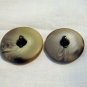 2 Bone and brass Art Deco buttons shank backs vintage for sewing crafts jewelry hc2533