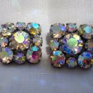 2 Aurora Borealis prong set buttons shank backs vintage for sewing crafts jewelry hc2538