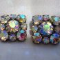 2 Aurora Borealis prong set buttons shank backs vintage for sewing crafts jewelry hc2538