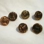 6 metal look shank buttons ship's knots copper tone vintage for sewing crafts jewelry hc2544