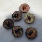 6 metal look shank buttons ship's knots copper tone vintage for sewing crafts jewelry hc2544