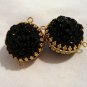 2 Sequin and tiny bead beads black in gold frames vintage for crafts jewelry hc2557