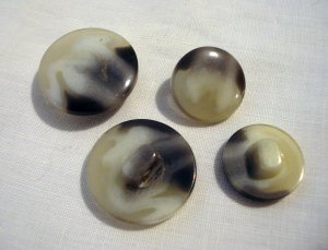 24 Marbled plastic shank buttons 2 sizes taupe white preowned for sewing crafts  hc2562