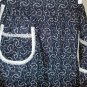 Handmade navy white hostess apron lace trim floral garlands larger size unused hc2565