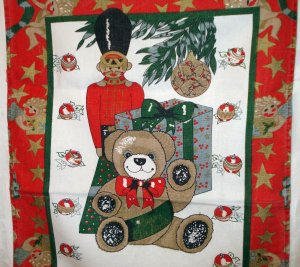 Cheery Christmas cotton kitchen towel toy soldier teddy gift ornaments vintage hc2573