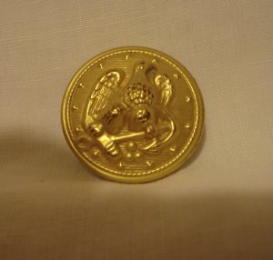 6 American eagle goldtone shank buttons patriotic  hc2579