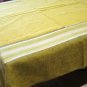 Coarse weave striped tablecloth 60 inches mustard olive tones excellent retro vintage hc2597