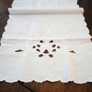 Whitework cutwork cotton dresser scarf table runner antique or vintage hc2601