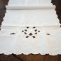 Whitework cutwork cotton dresser scarf table runner antique or vintage hc2601
