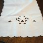 Whitework cutwork cotton dresser scarf table runner antique or vintage hc2601