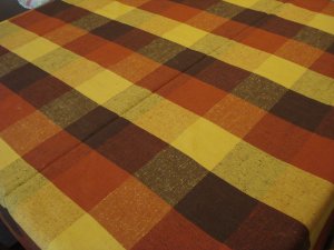 Retro checked tablecloth cotton unused vintage hc2603