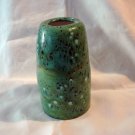 Retro wheel thrown bullet shaped pottery vase mottled green glaze vintage hc2604