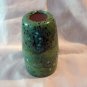 Retro wheel thrown bullet shaped pottery vase mottled green glaze vintage hc2604